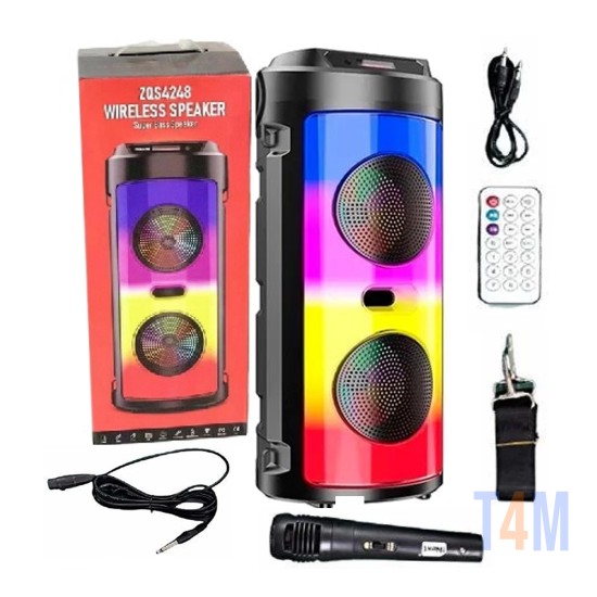 Sing-e Portable Wireless Speaker ZQS4248 with Mic and Remote Control Black